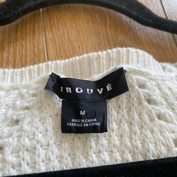 Trouvé-Chunky Knit Ivory/Grey Split Back Sweater - Picture 13 of 14